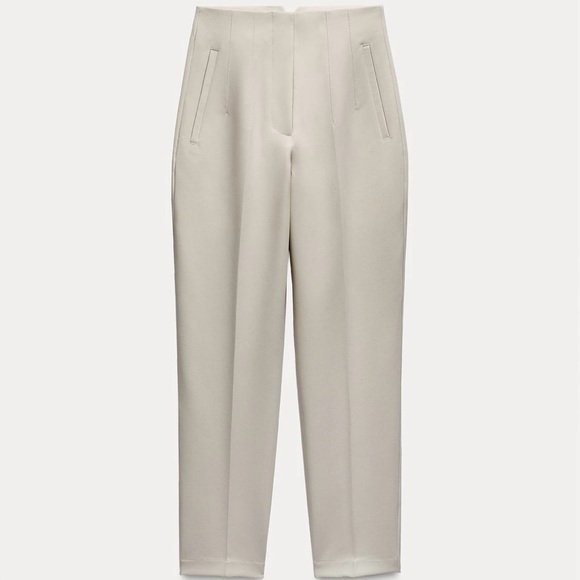 ZARA High Waist Pants in Oyster Beige size Small - Picture 2 of 9